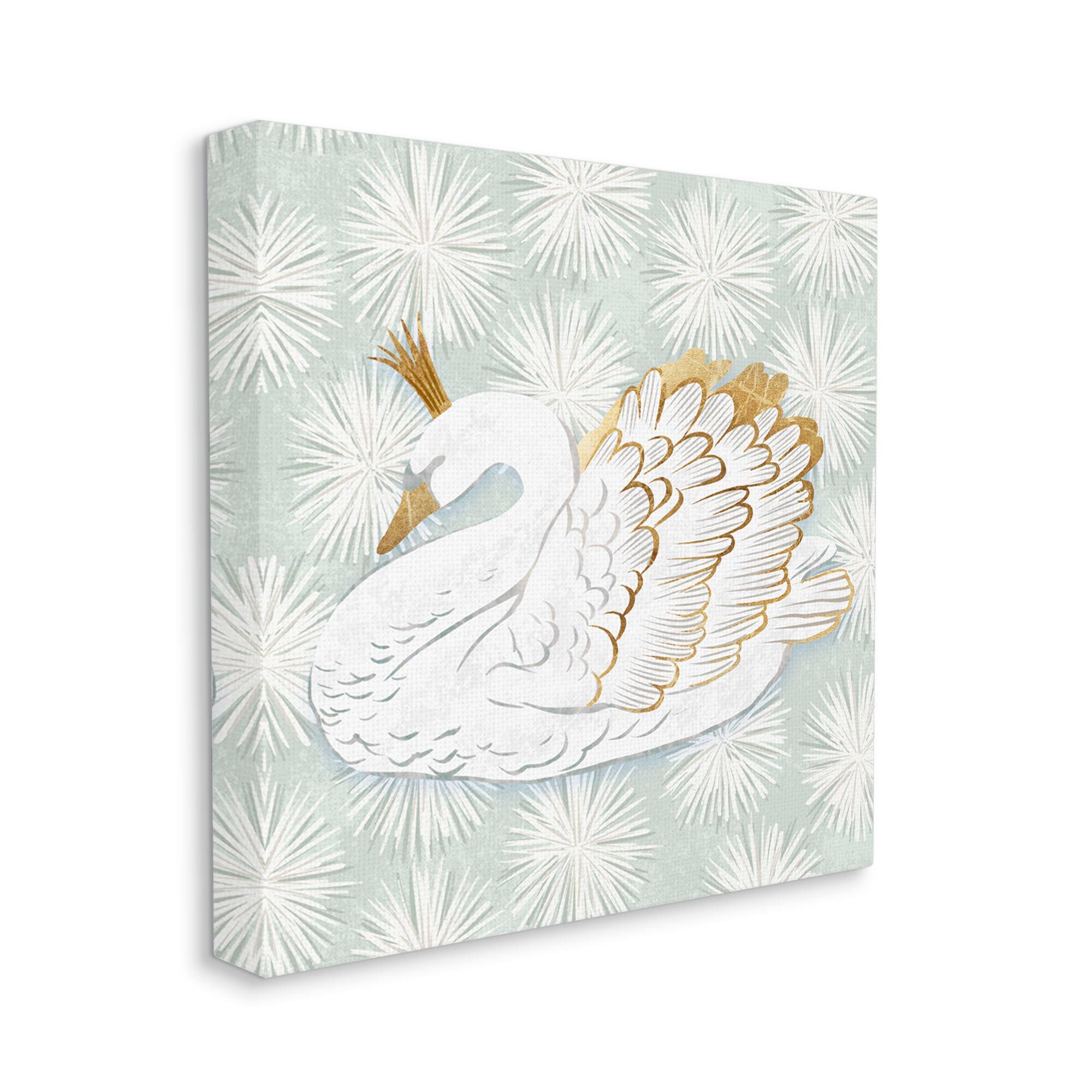 Stupell Industries Winter Holiday Swan Pattern Canvas Wall Art